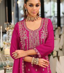 Women Ethnic Motifs Embroidered Regular Thread Work Kurta with Palazzos & With Dupatta