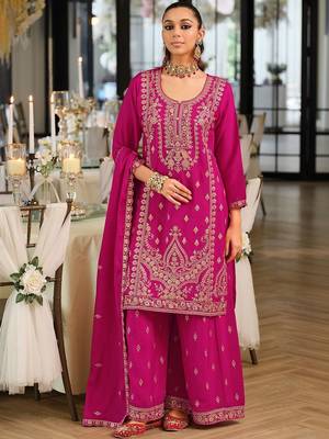 Women Ethnic Motifs Embroidered Regular Thread Work Kurta with Palazzos & With Dupatta 2