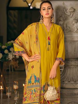 Women Ethnic Motifs Printed Regular Thread Work Kurta with Trousers & With Dupatta 2