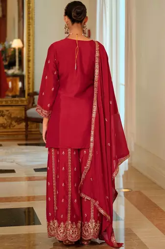 Women Ethnic Motifs Embroidered Regular Kurta with Palazzos & With Dupatta