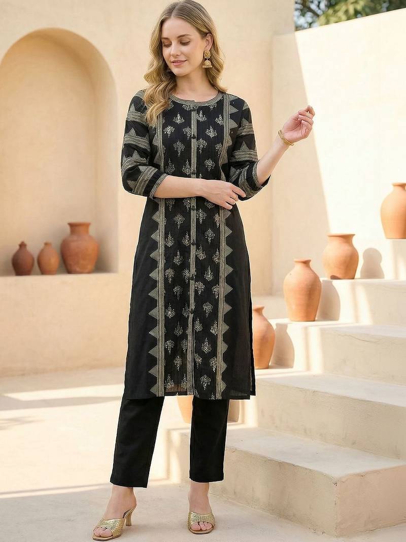 Women Ethnic Motifs Printed Regular Pure Cotton Kurta with Trousers