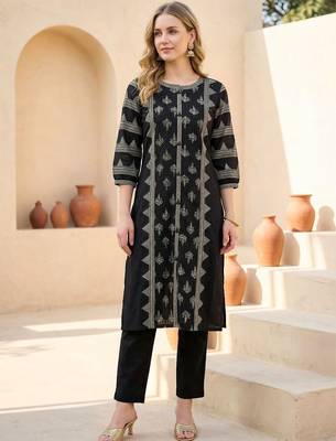 Women Ethnic Motifs Printed Regular Pure Cotton Kurta with Trousers 5