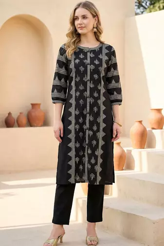 Women Ethnic Motifs Printed Regular Pure Cotton Kurta with Trousers