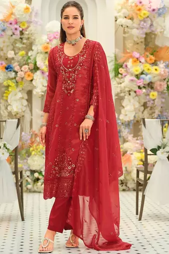 Women Ethnic Motifs Embroidered Regular Thread Work Kurta with Trousers & With Dupatta