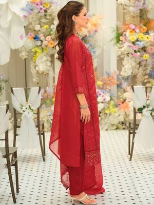 Women Ethnic Motifs Embroidered Regular Thread Work Kurta with Trousers & With Dupatta 3