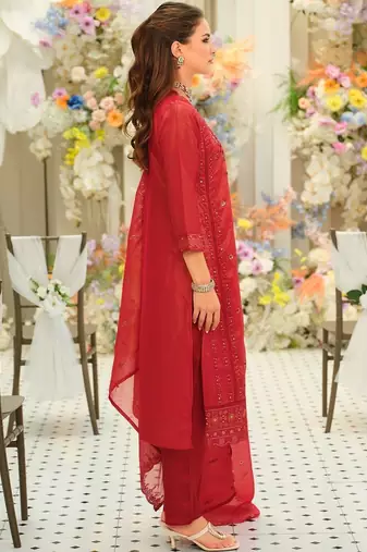 Women Ethnic Motifs Embroidered Regular Thread Work Kurta with Trousers & With Dupatta