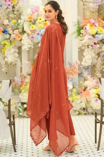 Women Ethnic Motifs Embroidered Regular Thread Work Kurta with Trousers & With Dupatta