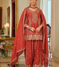 Women Ethnic Motifs Embroidered Regular Kurta with Palazzos & With Dupatta