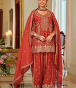 Women Ethnic Motifs Embroidered Regular Kurta with Palazzos & With Dupatta