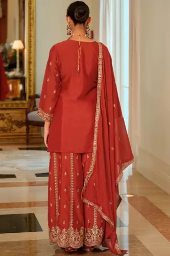 Women Ethnic Motifs Embroidered Regular Kurta with Palazzos & With Dupatta