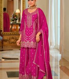 Women Ethnic Motifs Embroidered Regular Thread Work Kurta with Palazzos & With Dupatta