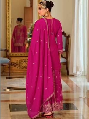 Women Ethnic Motifs Embroidered Regular Thread Work Kurta with Palazzos & With Dupatta 3