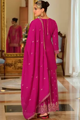 Women Ethnic Motifs Embroidered Regular Thread Work Kurta with Palazzos & With Dupatta