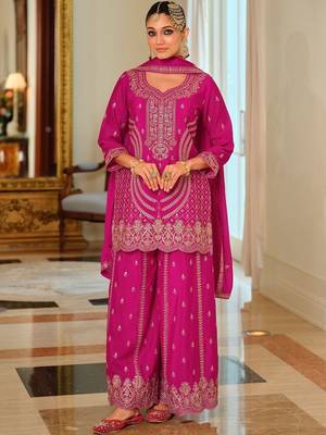 Women Ethnic Motifs Embroidered Regular Thread Work Kurta with Palazzos & With Dupatta 5