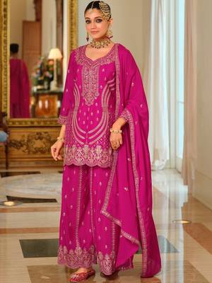 Women Ethnic Motifs Embroidered Regular Kurta with Palazzos & With Dupatta 1