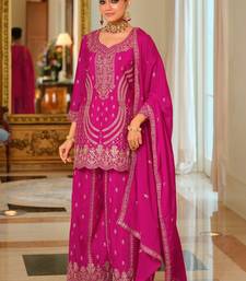 Women Ethnic Motifs Embroidered Regular Kurta with Palazzos & With Dupatta