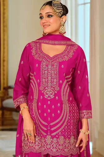 Women Ethnic Motifs Embroidered Regular Kurta with Palazzos & With Dupatta