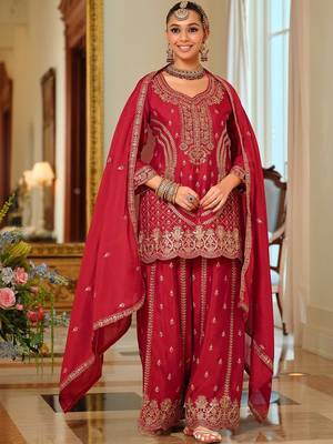 Women Ethnic Motifs Embroidered Regular Kurta with Palazzos & With Dupatta 1