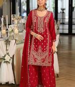 Women Ethnic Motifs Embroidered Regular Kurta with Palazzos & With Dupatta