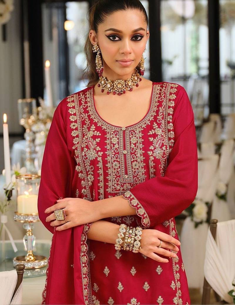 Women Ethnic Motifs Embroidered Regular Kurta with Palazzos & With Dupatta