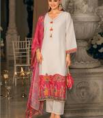 Women Ethnic Motifs Dyed Regular Thread Work Kurta with Trousers & With Dupatta