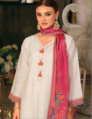 Women Ethnic Motifs Dyed Regular Thread Work Kurta with Trousers & With Dupatta 2