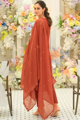 Women Ethnic Motifs Embroidered Regular Thread Work Kurta with Trousers & With Dupatta
