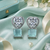 Rhodium Finish Heart Halo Mint Earrings