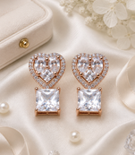 Rose gold heart halo crystal earrings