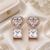 Rose gold heart halo crystal earrings