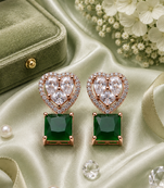 Rose gold heart halo emerald earrings