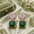 Rose gold heart halo emerald earrings
