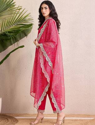 Women Ethnic Motifs Regular Thread Work Kurta with Trousers & With Dupatta 4