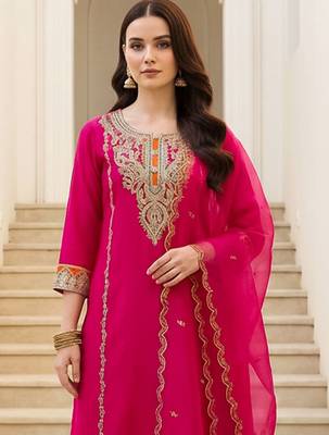 Women Ethnic Motifs Embroidered Regular Thread Work Kurta with Trousers & With Dupatta 2