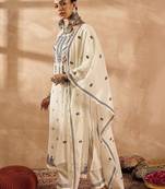 Women Ethnic Motifs Embroidered Regular Thread Work Pure Cotton Kurta with Trousers & With Dupatta
