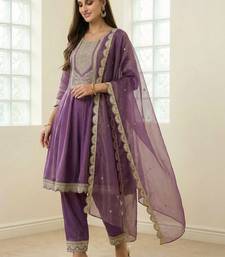 Women Ethnic Motifs Embroidered Regular Sequinned Kurta with Trousers & With Dupatta
