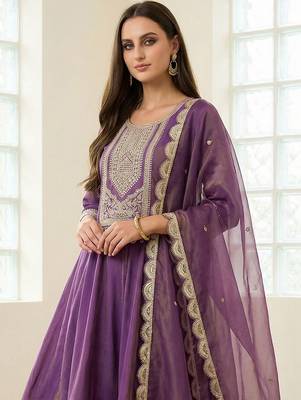 Women Ethnic Motifs Embroidered Regular Sequinned Kurta with Trousers & With Dupatta 3