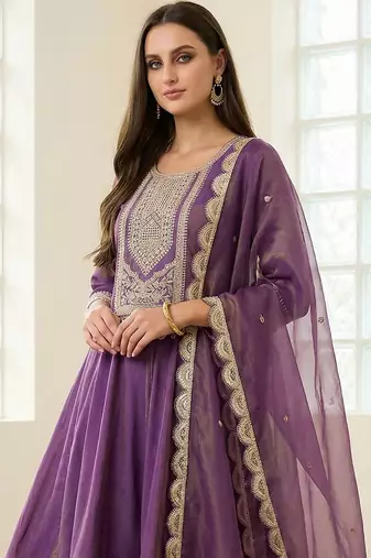 Women Ethnic Motifs Embroidered Regular Sequinned Kurta with Trousers & With Dupatta