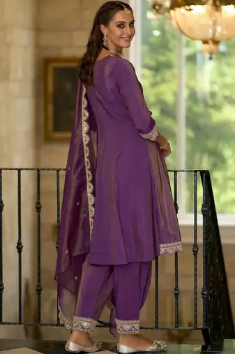 Women Ethnic Motifs Embroidered Regular Sequinned Kurta with Trousers & With Dupatta