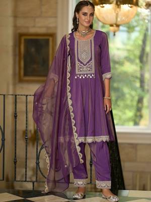 Women Ethnic Motifs Embroidered Regular Sequinned Kurta with Trousers & With Dupatta 5