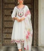 Women Floral Embroidered Regular Thread Work Kurta with Trousers & With Dupatta