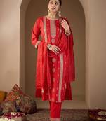 Women Ethnic Motifs Embroidered Regular Sequinned Kurta with Trousers & With Dupatta