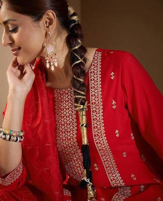 Women Ethnic Motifs Embroidered Regular Sequinned Kurta with Trousers & With Dupatta 2