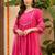 Yoke Design Notch Neck Regular Pink A-Line Kurta With Trousers & Dupatta