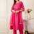 Yoke Design Notch Neck Regular Pink A-Line Kurta With Trousers & Dupatta