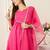 Yoke Design Notch Neck Regular Pink A-Line Kurta With Trousers & Dupatta