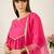 Yoke Design Notch Neck Regular Pink A-Line Kurta With Trousers & Dupatta