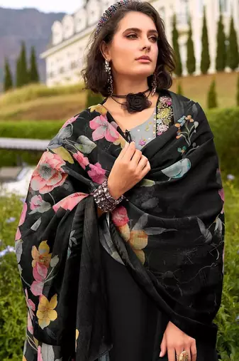 Women Floral Embroidered Regular Thread Work Pure Cotton Kurta with Trousers & With Dupatta