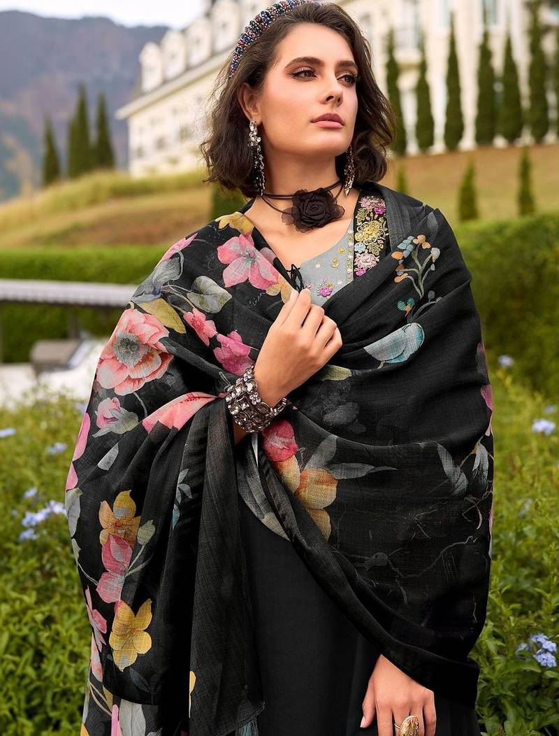 Women Floral Embroidered Regular Thread Work Pure Cotton Kurta with Trousers & With Dupatta