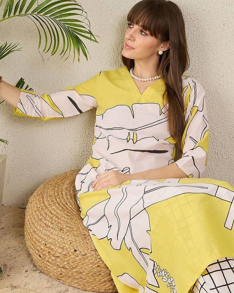 Women Printed Regular Pure Cotton Kurta with Trousers